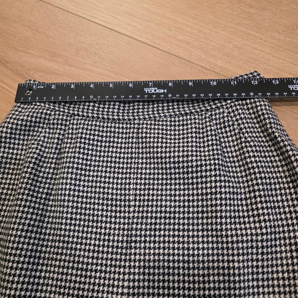 VTG Evan-Picone Saks Fifth Avenue Houndstooth Wool Pencil Skirt Black White 8P - Picture 8 of 11